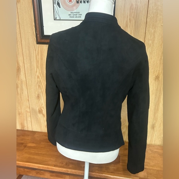 Coalition LA Black Faux Suede Moto Jacket Size L - Picture 3 of 10